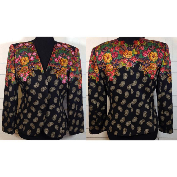 Vintage sz 12 Emanuel UNGARO Paisley Print Blazer - Picture 2 of 7